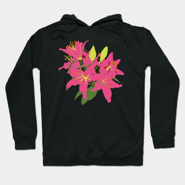 Pink Stargazer Lily Flowers Abstract Painting Hoodie by ellenhenryart